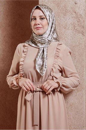 روسری قهوه ای پلی استر Alvina - کد 835784734