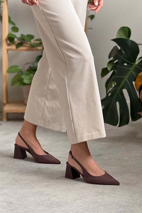 کفش پاشنه بلند کلاسیک قهوه ای زنانه جیر NİŞANTAŞI SHOES - کد 938166641