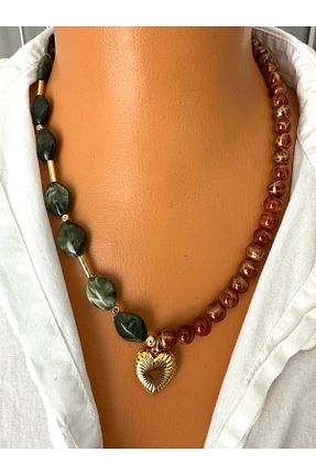 گردنبند جواهر قهوه ای زنانه روکش طلا Naskosta - کد 938638925