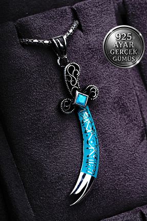 گردنبند نقره فیروزه ای مردانه 925 عیار Mimodish - کد 938760722