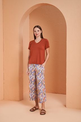 ست لباس راحتی نارنجی زنانه ساده Pjs Pijama - کد 931449927