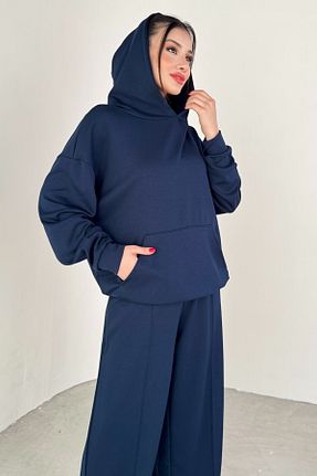 ست بالاتنه و پائین تنه سرمه ای زنانه بافتنی Cappmoda - کد 896245137