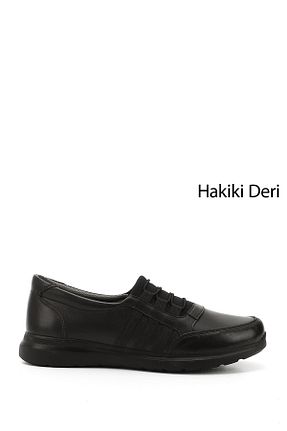 کفش کژوال مشکی زنانه چرم خالص GÖNDERİ(R) - کد 730714596