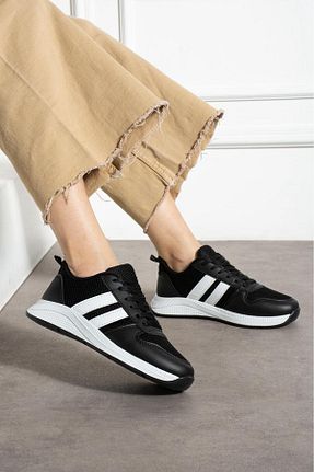 کفش اسنیکر مشکی زنانه بند دار galya shoes - کد 931737086