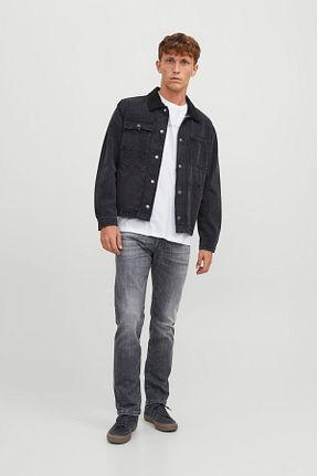 شلوار جین طوسی مردانه پاچه تنگ Jack & Jones - کد 792307360