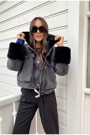 کاپشن طوسی زنانه اورسایز SAGİ JEANS - کد 378003101
