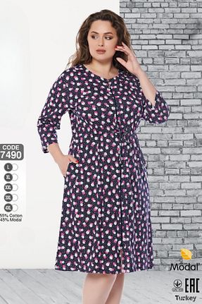 لباس سایز بزرگ بنفش زنانه پنبه ای ROMEO LİFE - کد 931246020