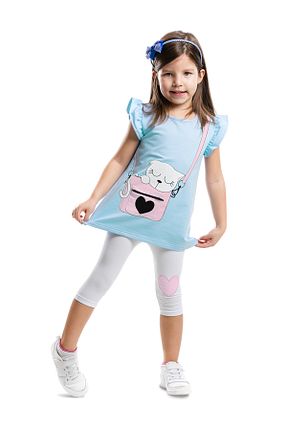 ست بالاتنه و پائین تنه آبی بچه گانه بافت Denokids - کد 4741964