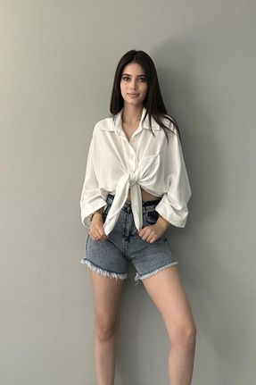 پیراهن سفید زنانه رگولار lizge giyim - کد 847339059