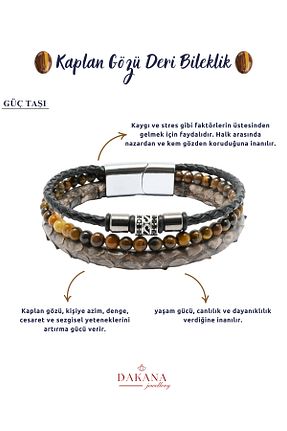 دستبند جواهر قهوه ای مردانه سنگ طبیعی DAKANA JEWELLERY - کد 938846644