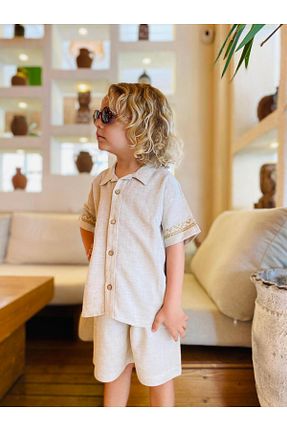 ست بالاتنه و پائین تنه بژ بچه گانه بافتنی Oliven The Kid - کد 939022959
