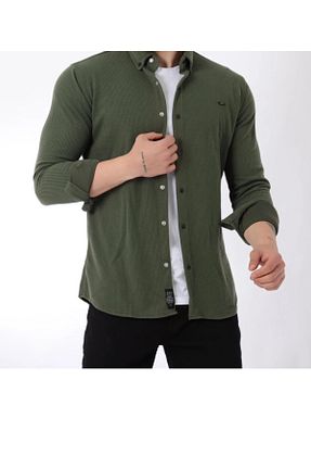 پیراهن خاکی مردانه اسلیم فیت TARZZİNG - کد 938865285