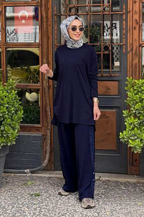ست بالاتنه و پائین تنه حجاب سرمه ای زنانه رگولار Ceremony - کد 938870532
