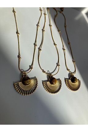 گردنبند استیل ( فولاد ) قهوه ای زنانه استیل ضد زنگ ırmco - کد 938876290
