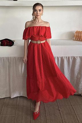 لباس قرمز زنانه بافتنی Elbee Fashion Woman - کد 938889809