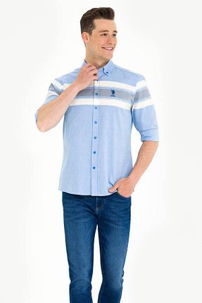 پیراهن سرمه ای مردانه یقه دکمه دار U.S. Polo Assn. - کد 733845534