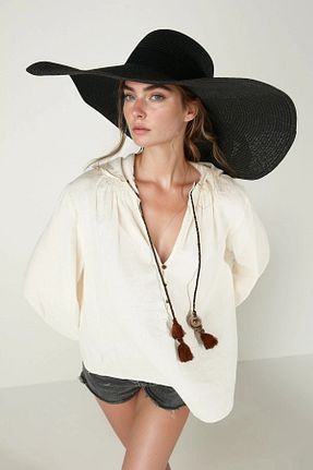 کلاه مشکی زنانه حصیر bacc - کد 938926044
