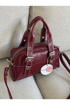 کیف دوشی زرشکی زنانه چرم مصنوعی BAGLOVİS - کد 938917412