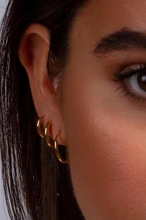 گوشواره استیل (فولاد) طلائی زنانه استیل ضد زنگ Jaida Moda - کد 124640482