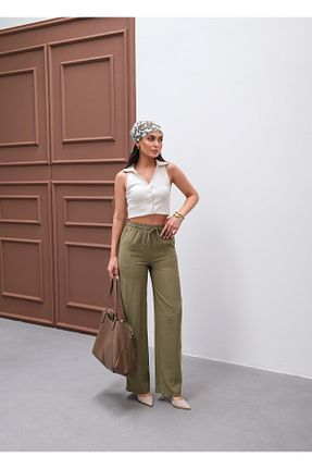 شلوار خاکی زنانه کتان veres - کد 938931408