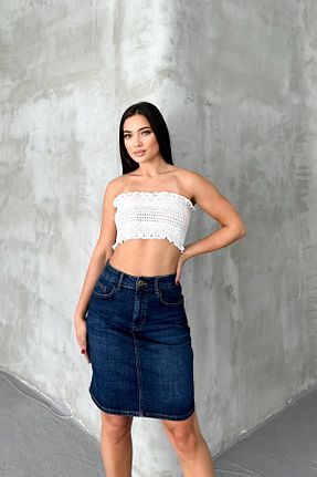 دامن آبی زنانه جین HLT JEANS - کد 931502248
