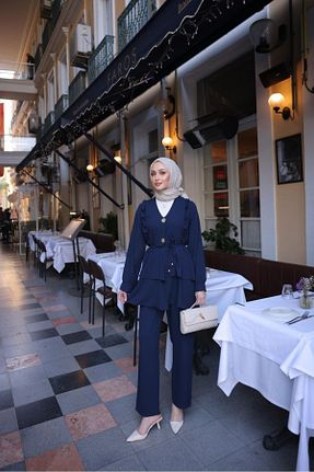 ست بالاتنه و پائین تنه حجاب سرمه ای زنانه Relaxed By Gizem Beyazkaya - کد 937409458