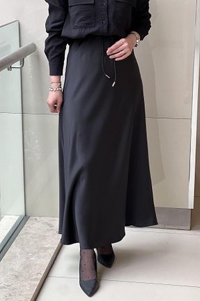 دامن مشکی زنانه ساتن sentez giyim - کد 921573418