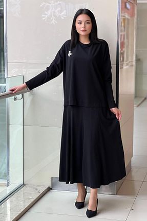 ست بالاتنه و پائین تنه مشکی زنانه بافتنی Nurcan Çetin - کد 928950821