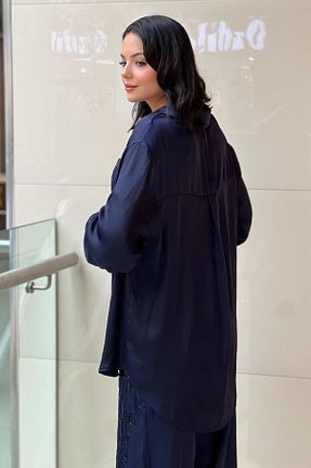 پیراهن سرمه ای زنانه اورسایز Missemramiss - کد 927205217