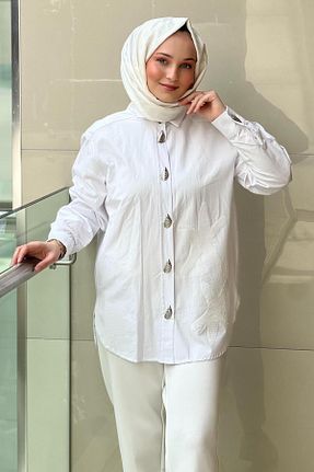 پیراهن سفید زنانه اورسایز Missemramiss - کد 929210777