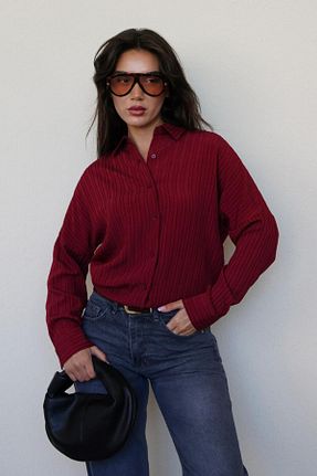 پیراهن زرشکی زنانه اورسایز Madmext - کد 937442149