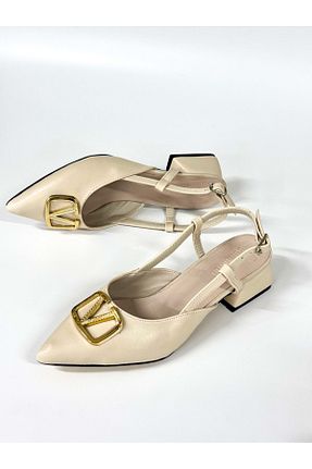 کفش پاشنه بلند کلاسیک بژ زنانه چرم مصنوعی bulutmod - کد 930213453