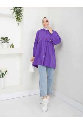 تونیک حجاب بنفش زنانه پنبه ای moda periy - کد 937458916