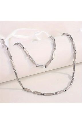 گردنبند استیل ( فولاد ) طوسی مردانه استیل (فولاد) Satürn Silver Kuyumculuk - کد 931469103