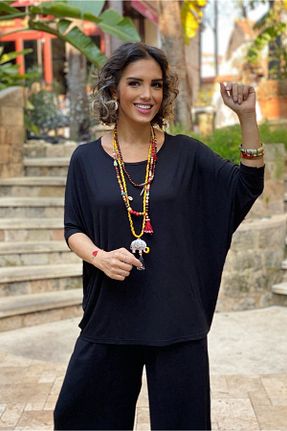 بلوز مشکی زنانه ساده Nevin Kaya Moda - کد 779949376