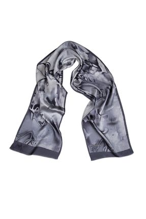دستمال گردن طوسی زنانه ابریشم Vissona - کد 789343010