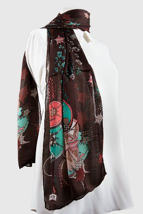 دستمال گردن قهوه ای زنانه ابریشم NUR İPEK - کد 824952430