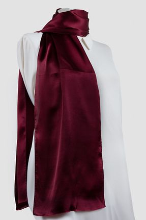 دستمال گردن زرشکی زنانه ابریشم Vissona - کد 789343057