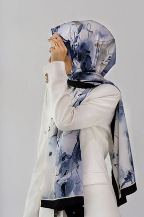 شال سرمه ای زنانه Medine İpeği Vissona - کد 872318752