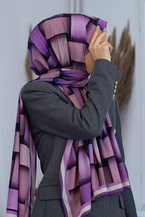 شال بنفش زنانه Medine İpeği Vissona - کد 871795056