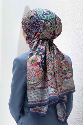 شال سرمه ای زنانه ابریشم Vissona - کد 917777809
