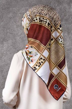 روسری قهوه ای پلی استر VİOLLA - کد 882691873