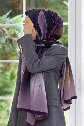 شال بنفش زنانه Medine İpeği Vissona - کد 929774826