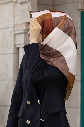 روسری قهوه ای پلی استر VİOLLA - کد 883360073