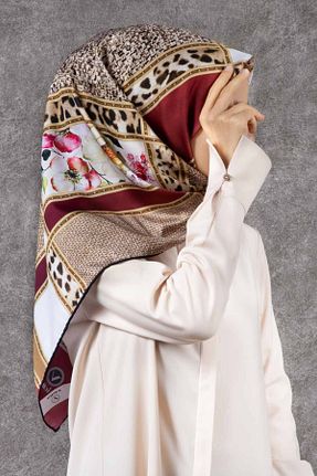 روسری زرشکی پلی استر VİOLLA - کد 882691909