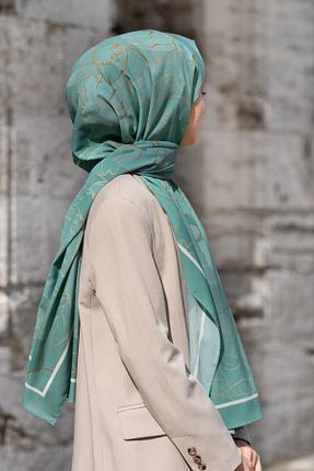 شال فیروزه ای زنانه Medine İpeği Vissona - کد 933587011