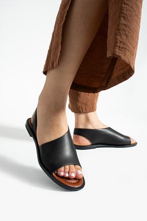 صندل مشکی زنانه پاشنه تخت Moda Devrin - کد 927669708