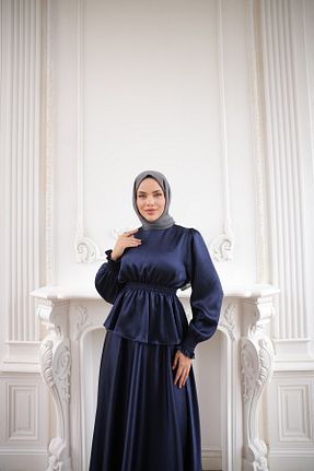 ست بالاتنه و پائین تنه حجاب سرمه ای زنانه رگولار ALPARYA - کد 904466367