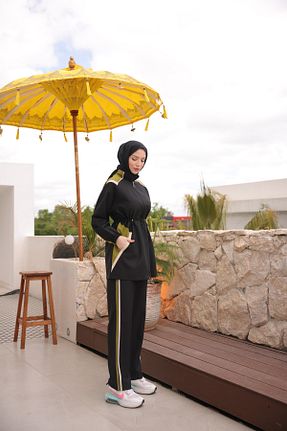 ست گرمکن حجاب مشکی زنانه رگولار Wovi - کد 937732934