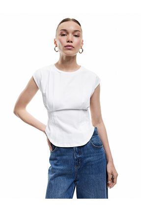تیشرت نباتی زنانه یقه دوچرخه Koton - کد 935548079